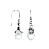 AE-6262-PEW Sterling Silver Pear Shape Earring With White Pearl Jewelry Bali Designs Inc